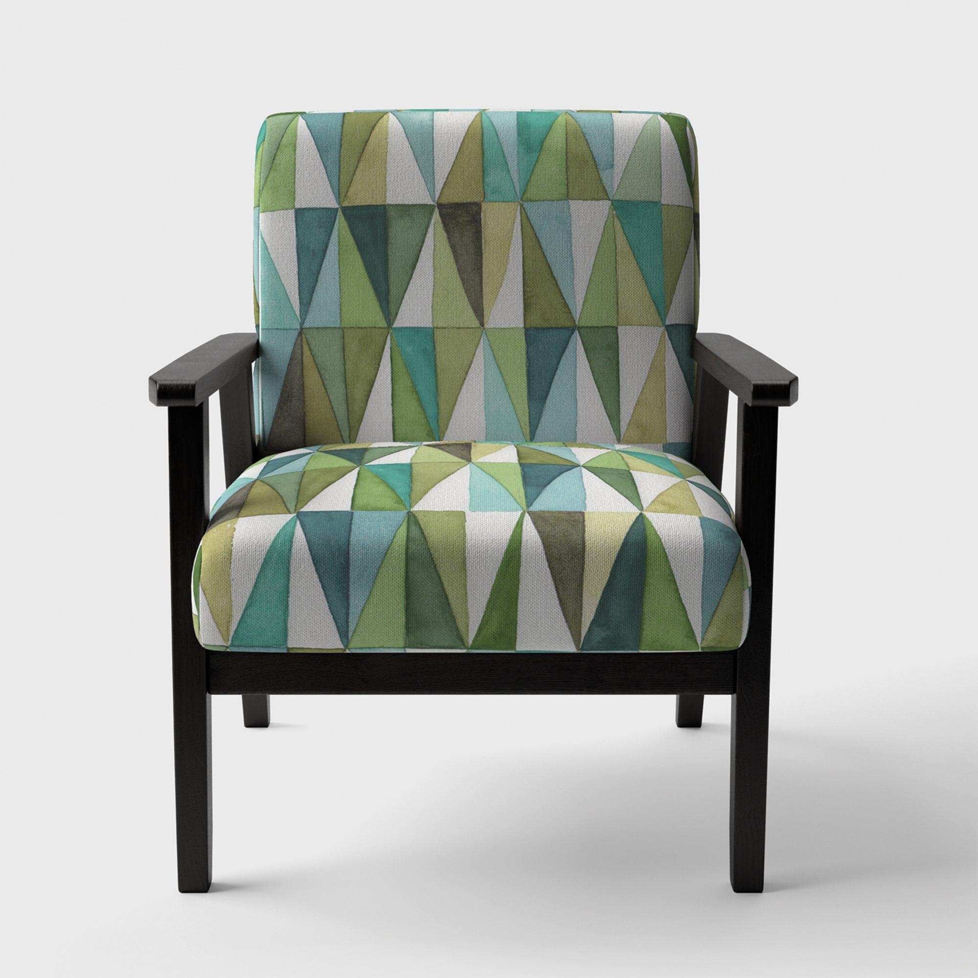 geometric Green Triangle III Mid-Century Accent Chair