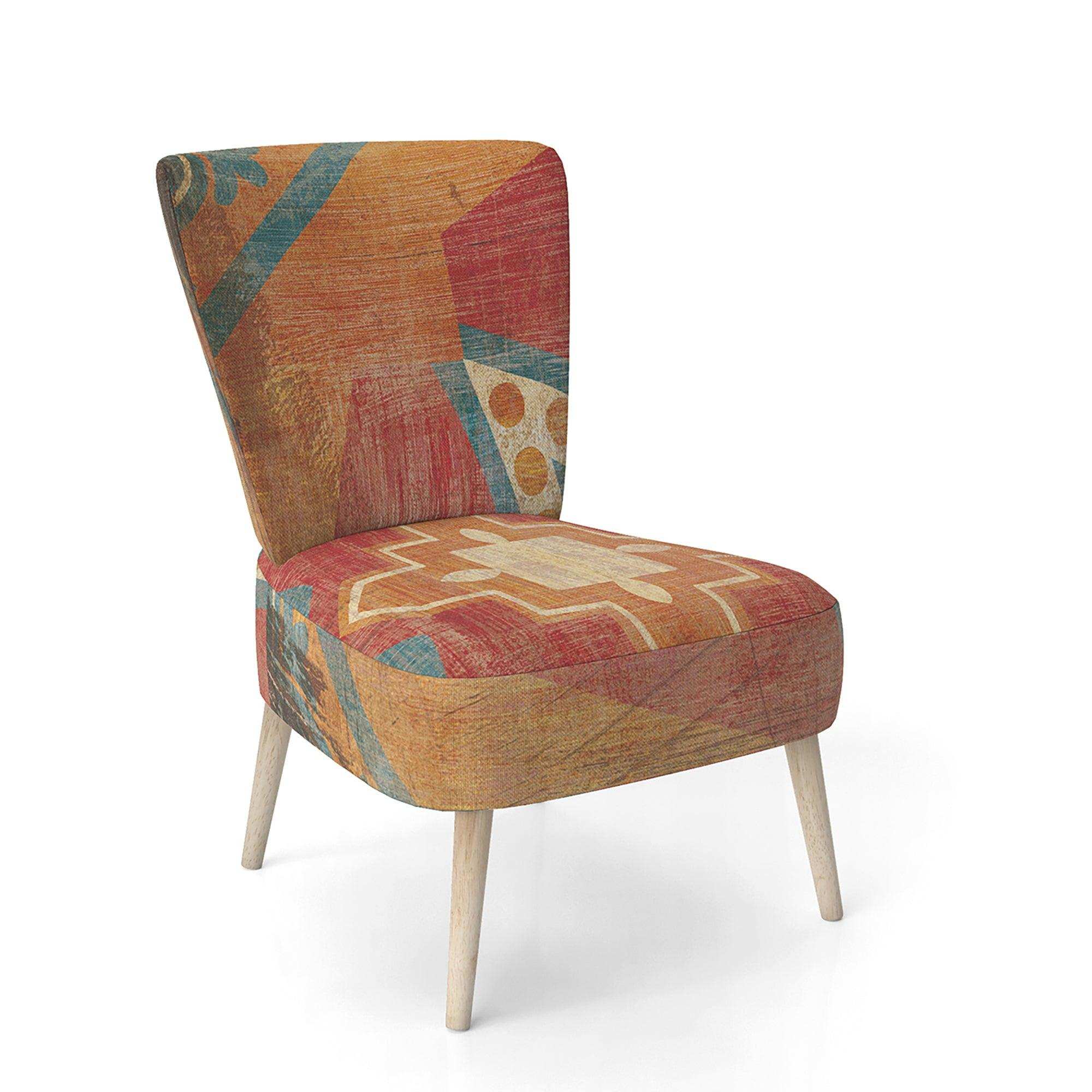 Moroccan Orange Tiles Collage I Bohemian Chic Accent Chair