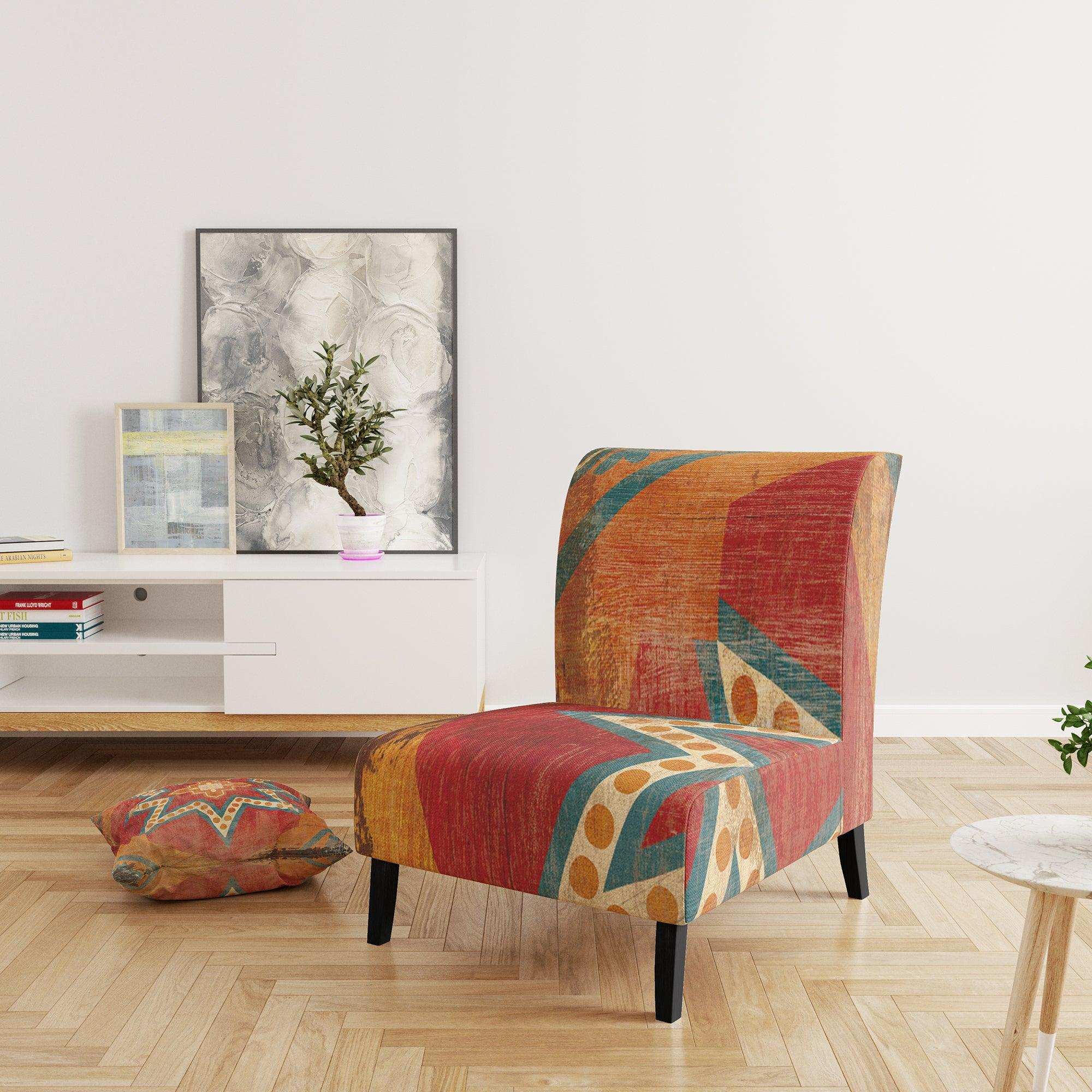 Moroccan Orange Tiles Collage I Bohemian Chic Accent Chair