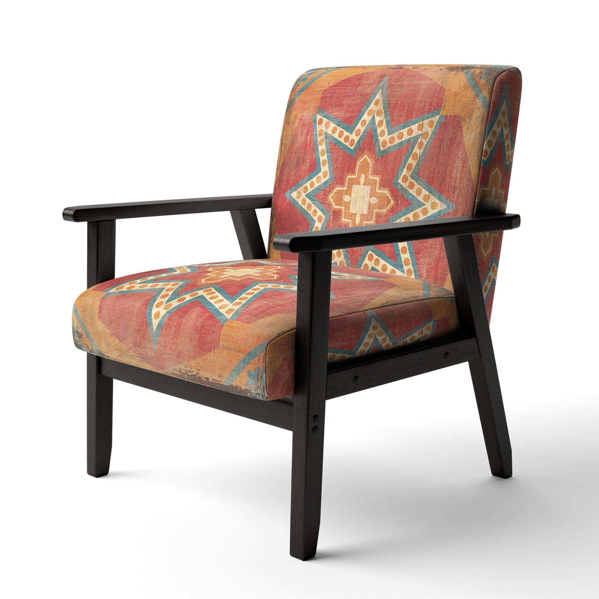 Moroccan Orange Tiles Collage I Bohemian Chic Accent Chair