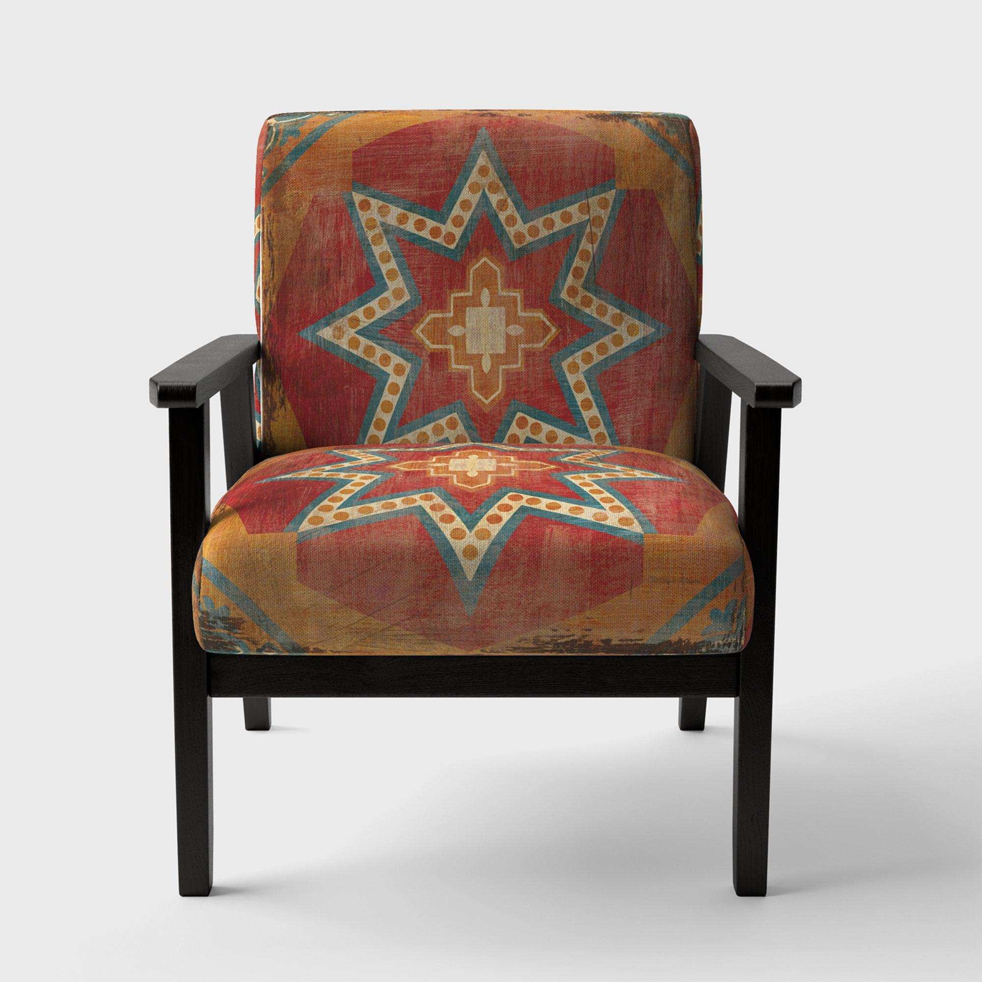 Moroccan Orange Tiles Collage I Bohemian Chic Accent Chair