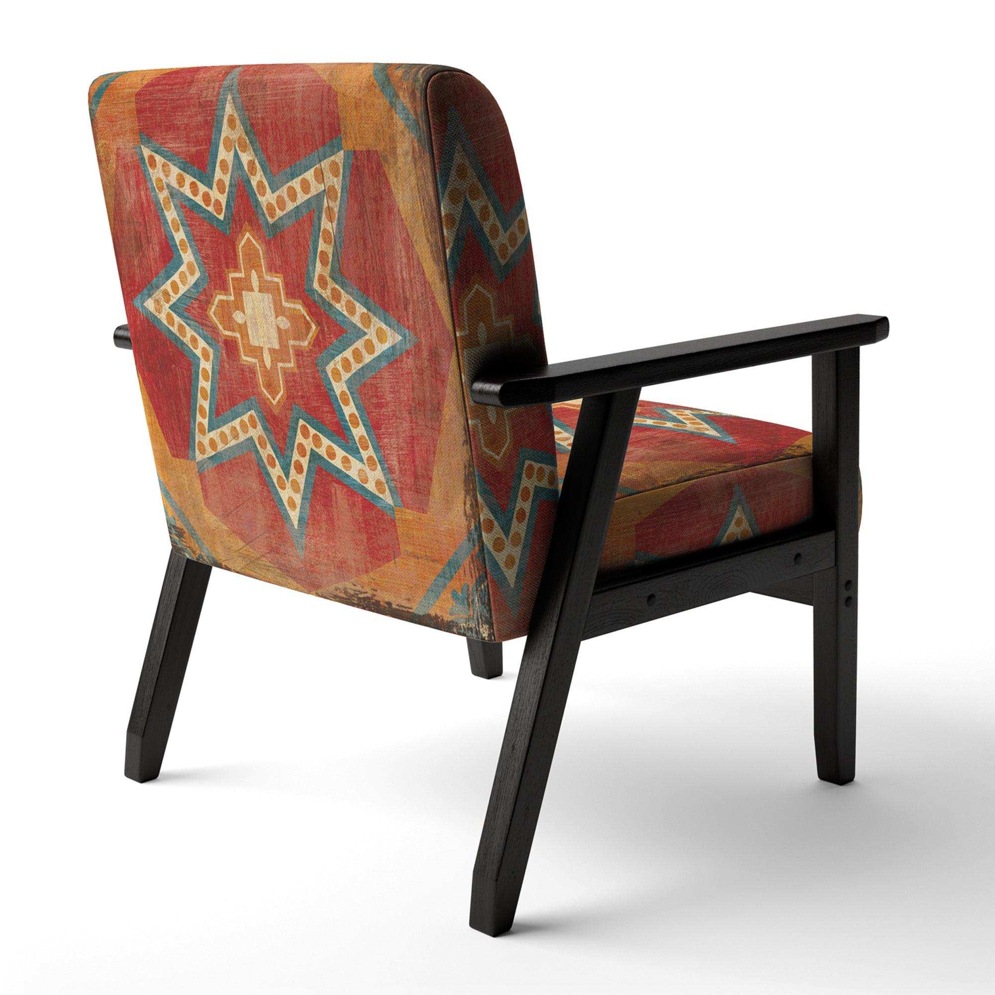 Moroccan Orange Tiles Collage I Bohemian Chic Accent Chair
