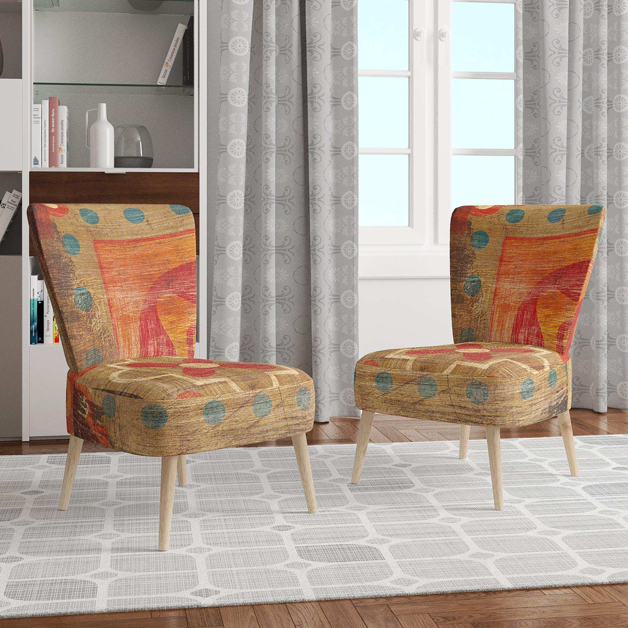 Moroccan Orange Tiles Collage II Bohemian Chic Accent Chair