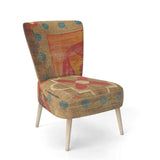 Moroccan Orange Tiles Collage II Bohemian Chic Accent Chair