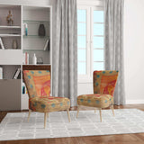 Moroccan Orange Tiles Collage II Bohemian Chic Accent Chair