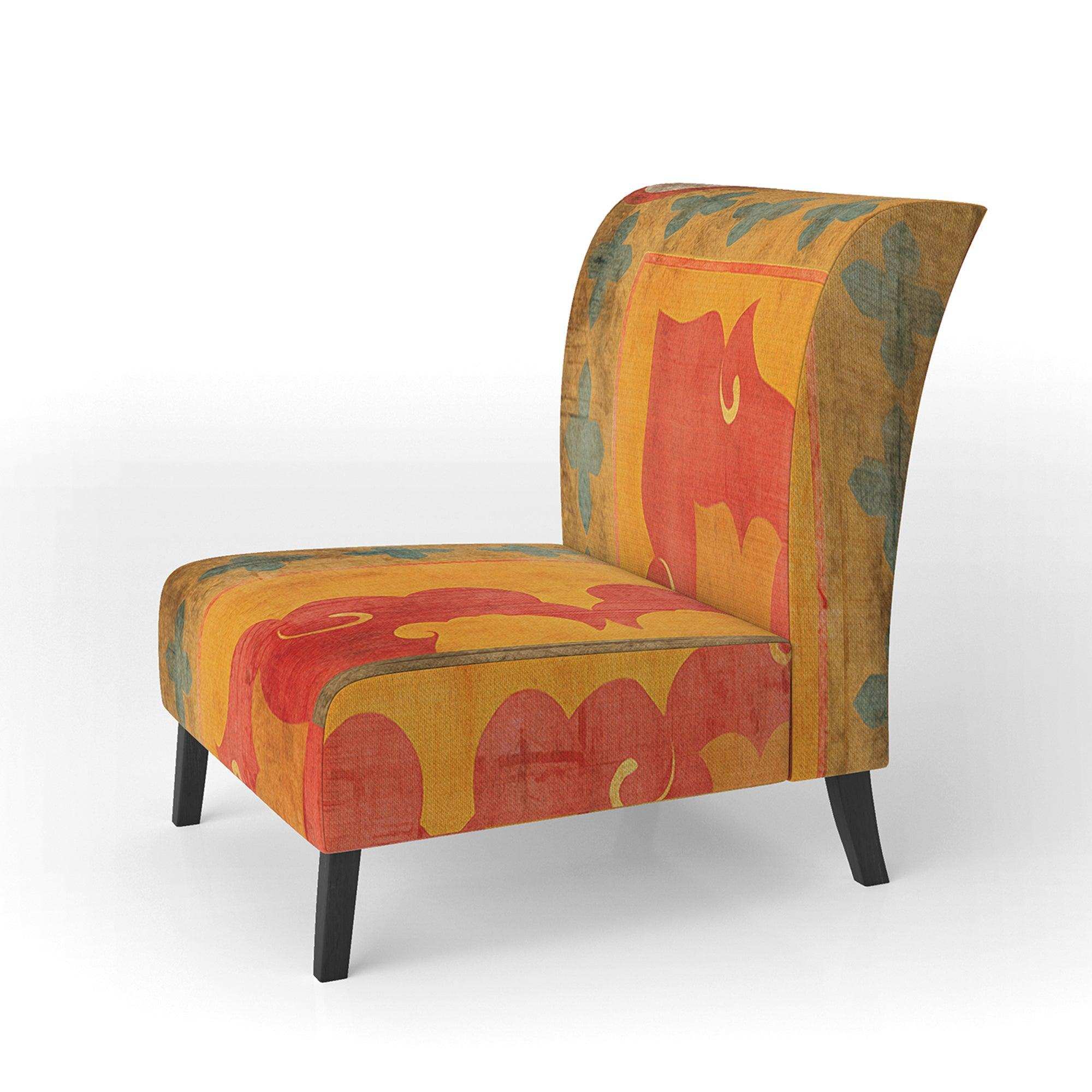 Moroccan Orange Tiles Collage II Bohemian Chic Accent Chair