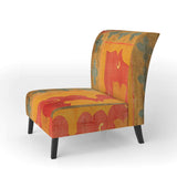 Moroccan Orange Tiles Collage II Bohemian Chic Accent Chair
