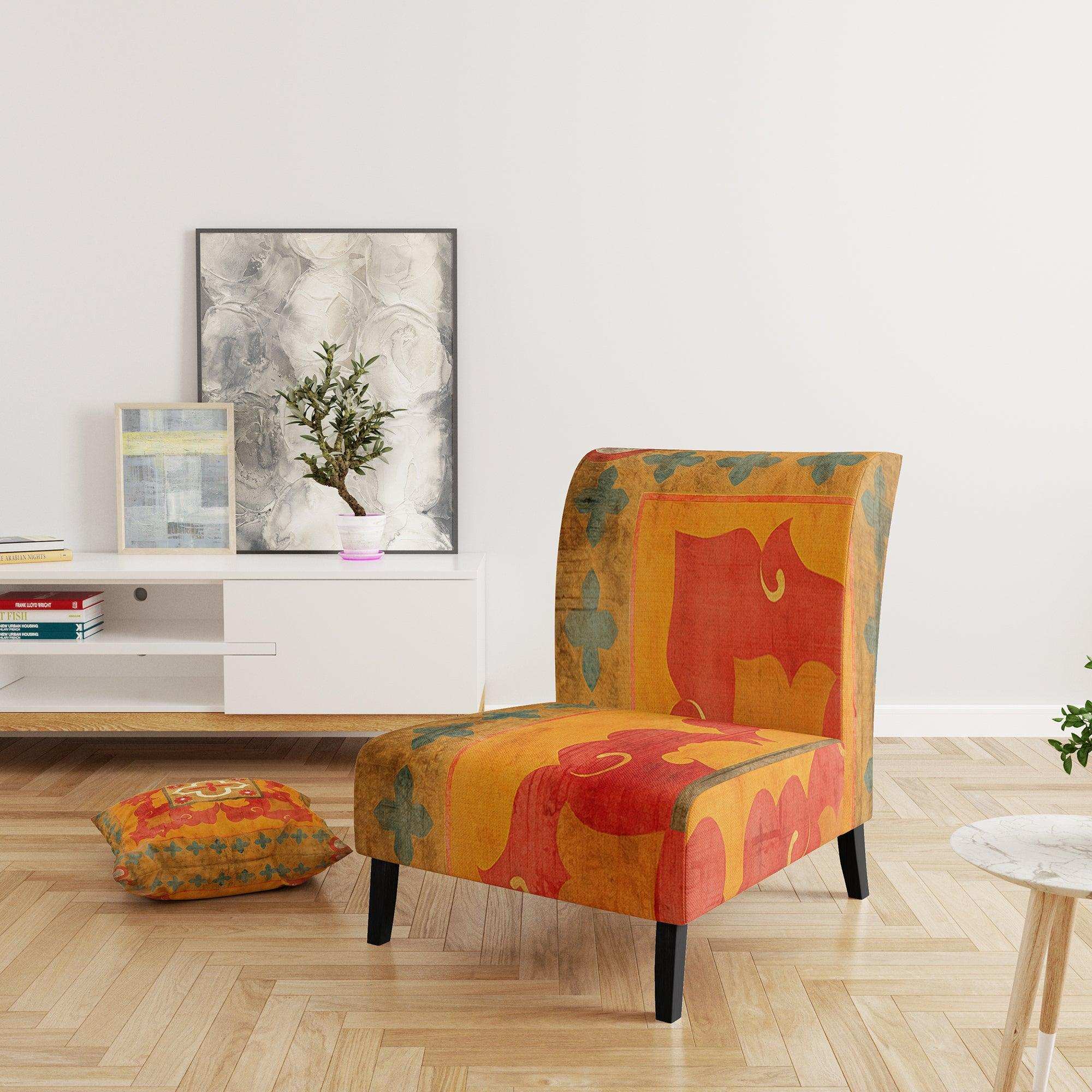 Moroccan Orange Tiles Collage II Bohemian Chic Accent Chair