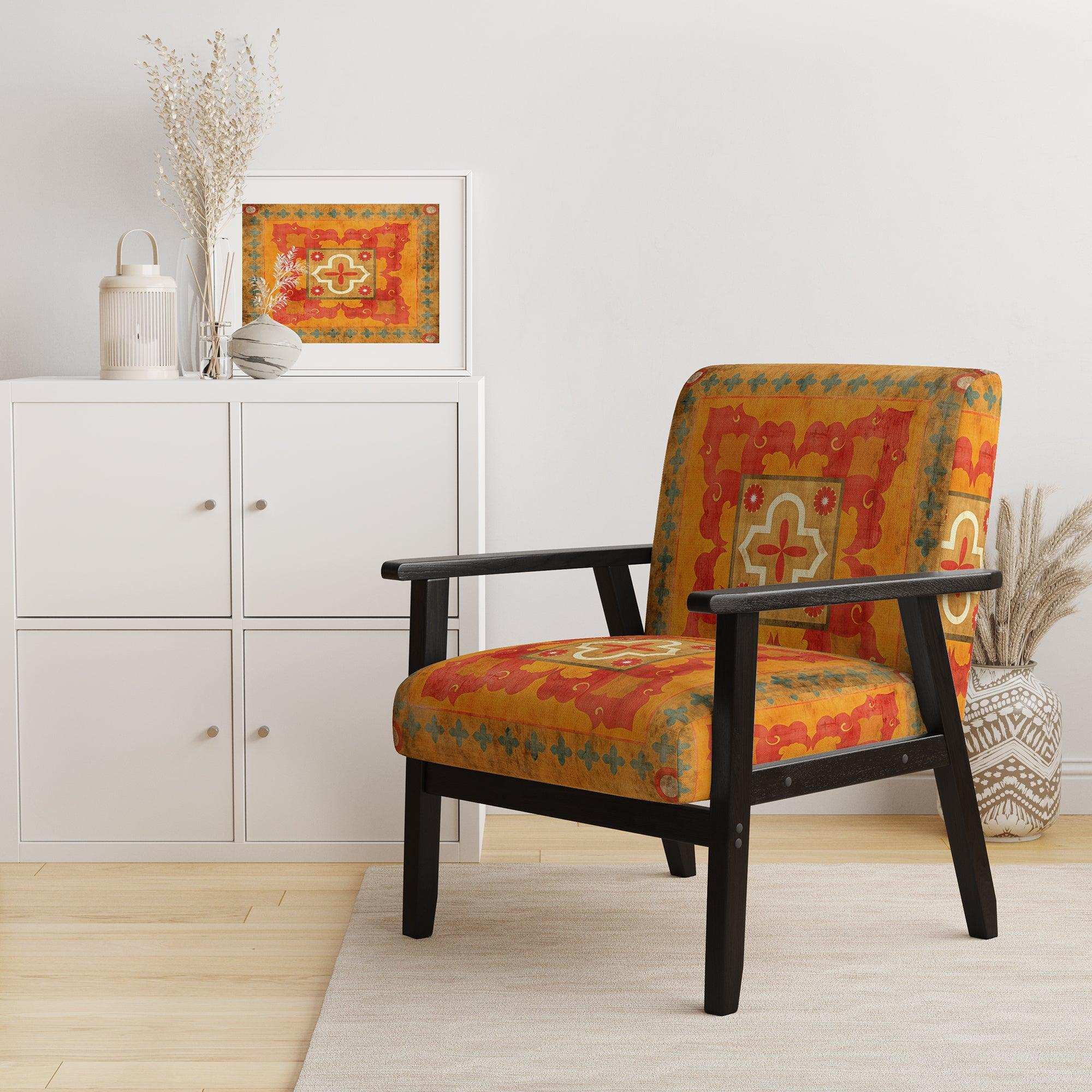 Moroccan Orange Tiles Collage II Bohemian Chic Accent Chair