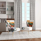 Abstract Orange Flowers Traditional Accent Chair Side Chair