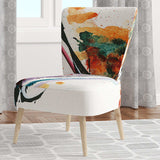 Abstract Orange Flowers Traditional Accent Chair Side Chair