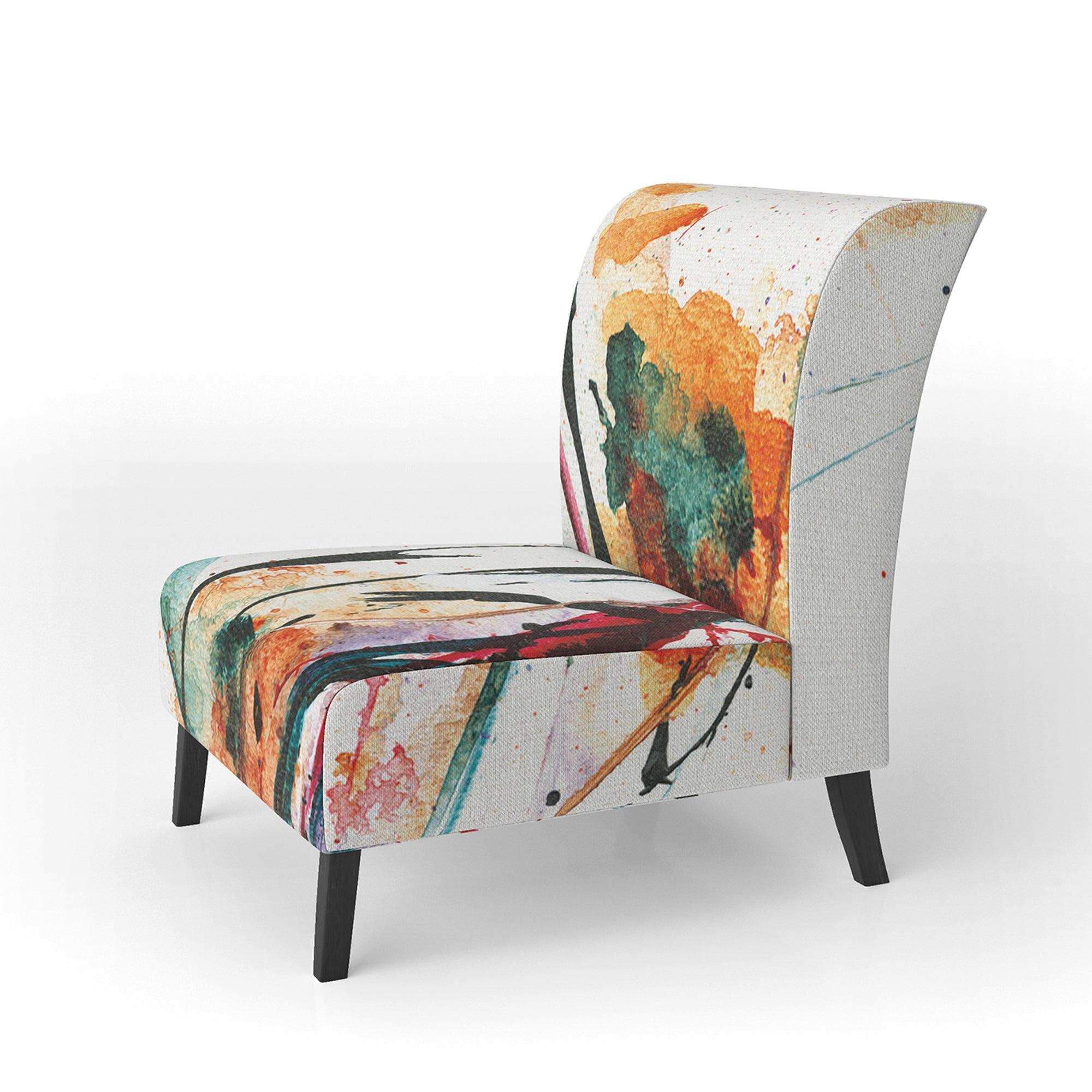 Abstract Orange Flowers Traditional Accent Chair Slipper Chair