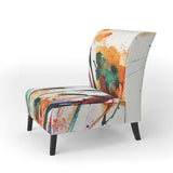 Abstract Orange Flowers Traditional Accent Chair Slipper Chair