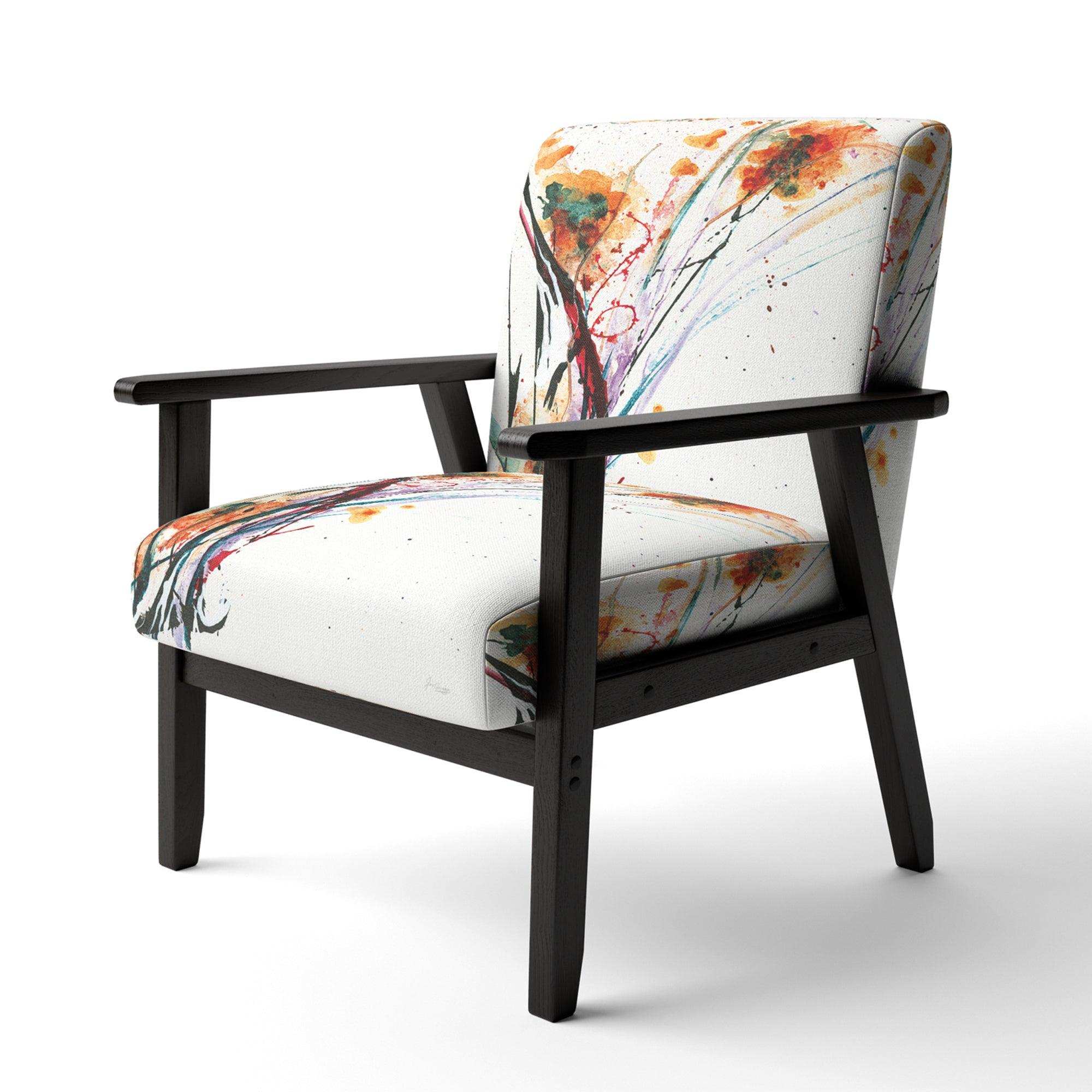 Abstract Orange Flowers Traditional Accent Chair Arm Chair