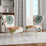 Cottage Bird on Orange Flower Twig Traditional Accent Chair
