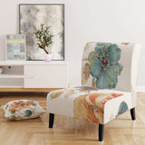 Cottage Bird on Orange Flower Twig Traditional Accent Chair