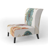 Cottage Bird on Orange Flower Twig Traditional Accent Chair