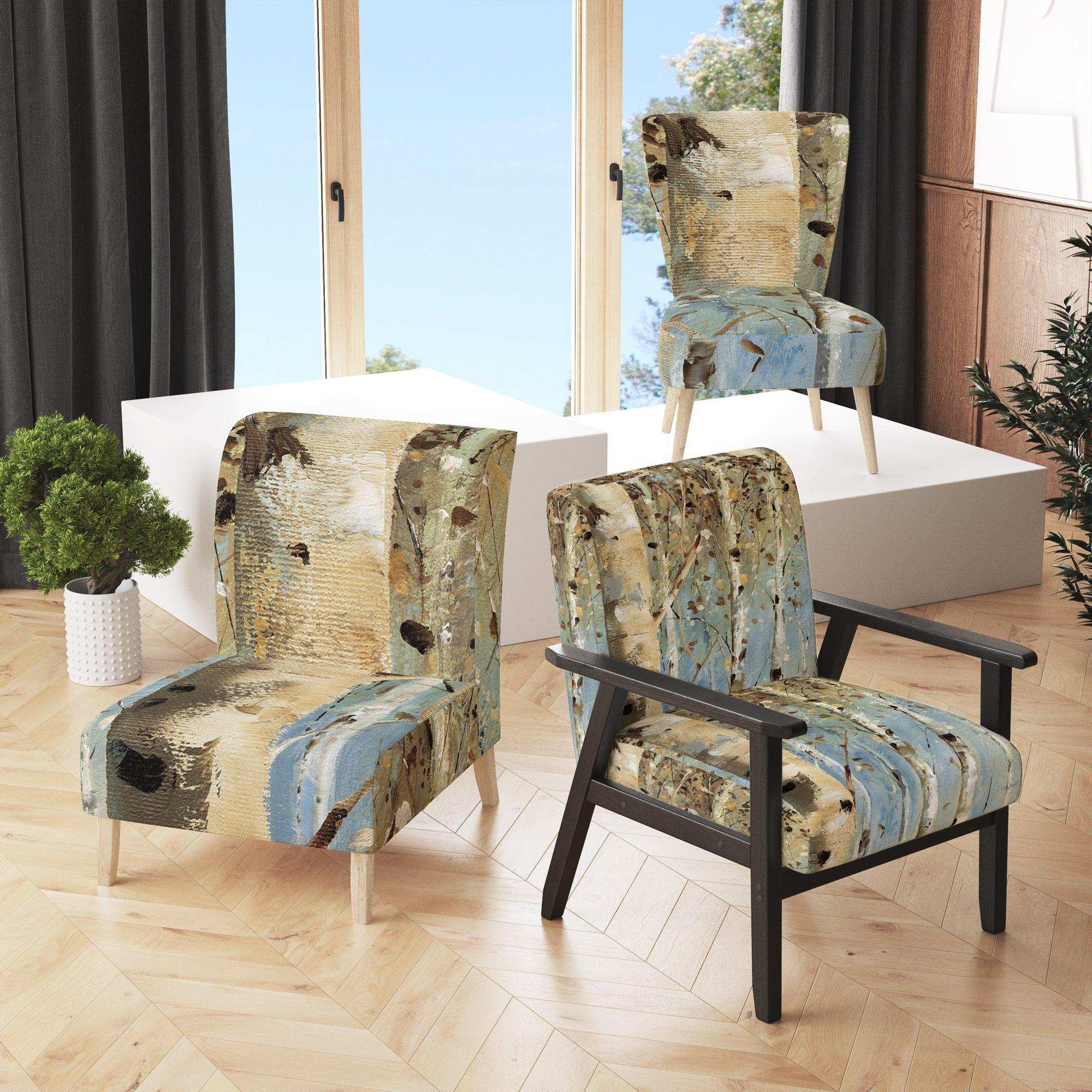 White Birch Forest I Modern Farmhouse Accent Chair