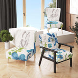 Blue Columbine Flowers With Butterfly Cabin & Lodge Accent Chair