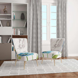 Blue Columbine Flowers With Butterfly Cabin & Lodge Accent Chair