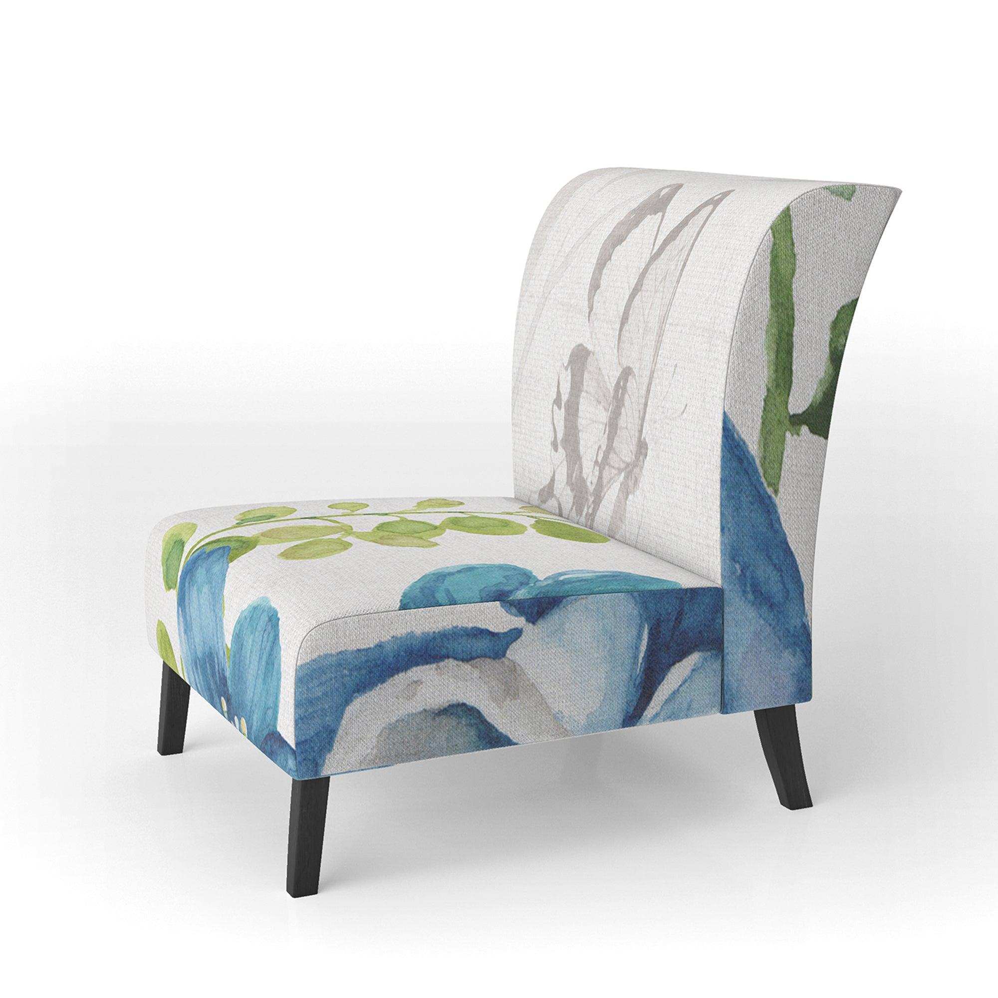 Blue Columbine Flowers With Butterfly Cabin & Lodge Accent Chair