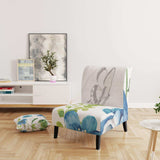 Blue Columbine Flowers With Butterfly Cabin & Lodge Accent Chair