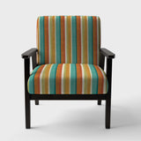 Blue, Green and Orange Vertical Abstract Stripes Mid-Century Accent Chair