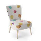 Orange Blue and Purple Polka Dot Pattern Transitional Accent Chair