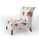 Orange Blue and Purple Polka Dot Pattern Transitional Accent Chair