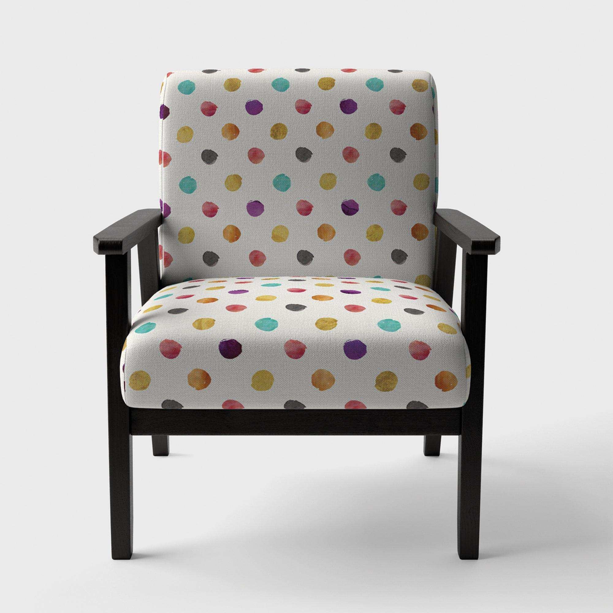 Orange Blue and Purple Polka Dot Pattern Transitional Accent Chair