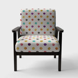 Orange Blue and Purple Polka Dot Pattern Transitional Accent Chair