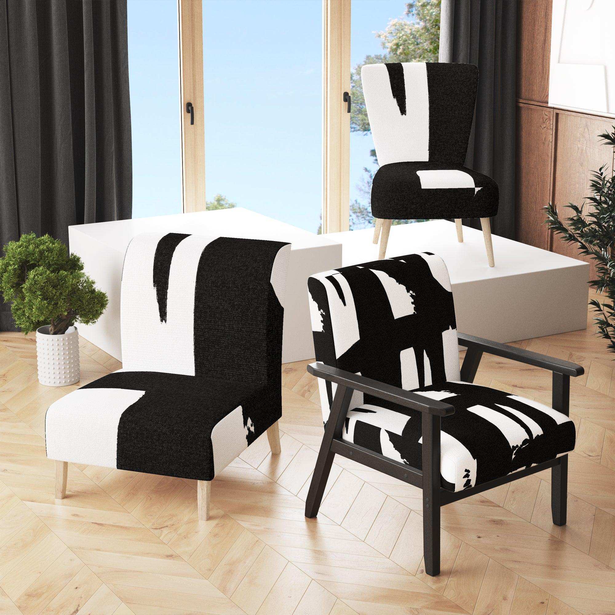 Black & White Crossing Paths II Modern Accent Chair