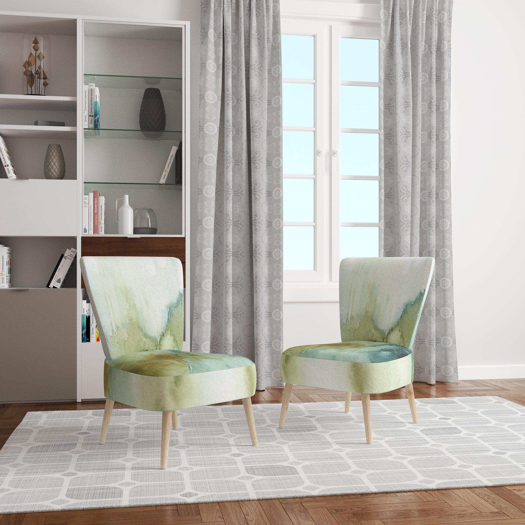 Abstract Watercolor Green House Modern Accent Chair Side Chair