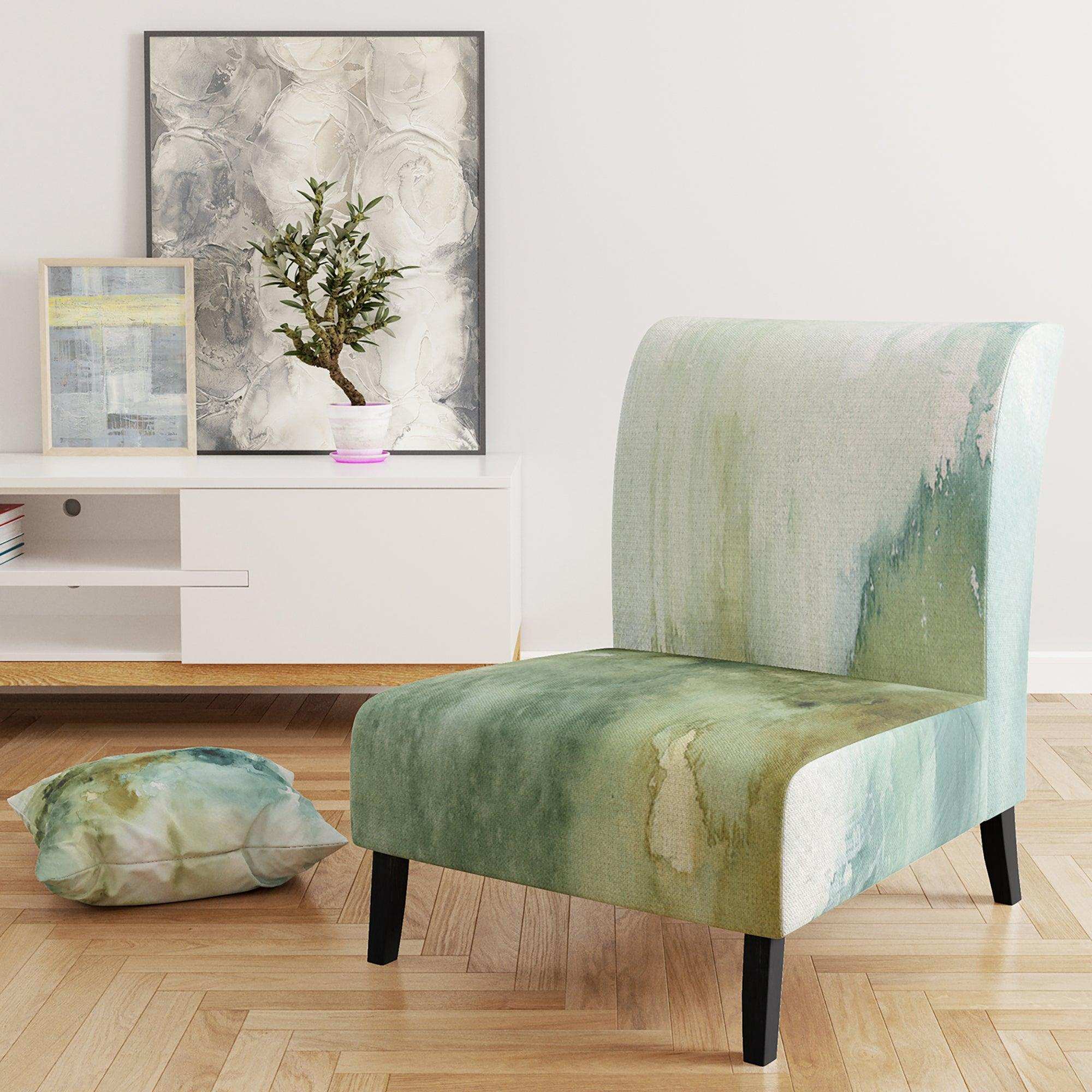 Abstract Watercolor Green House Modern Accent Chair Slipper Chair