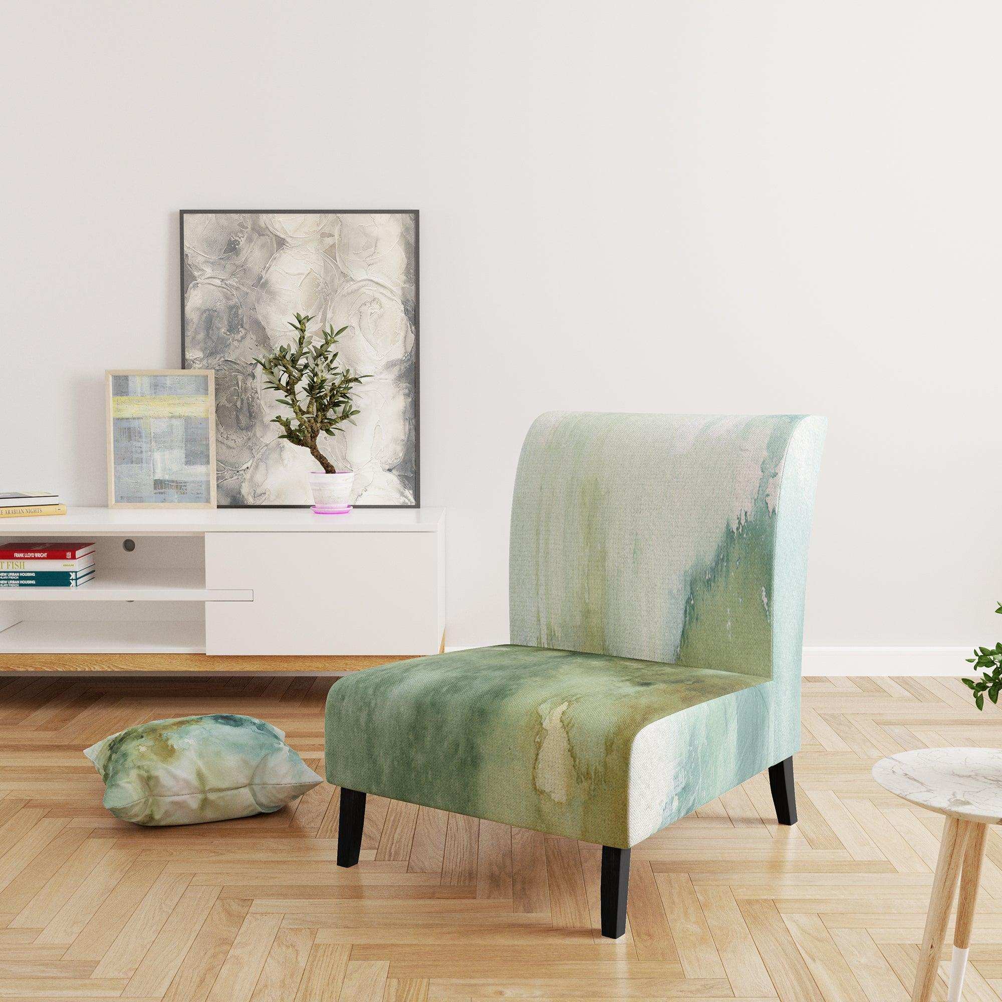 Abstract Watercolor Green House Modern Accent Chair Slipper Chair