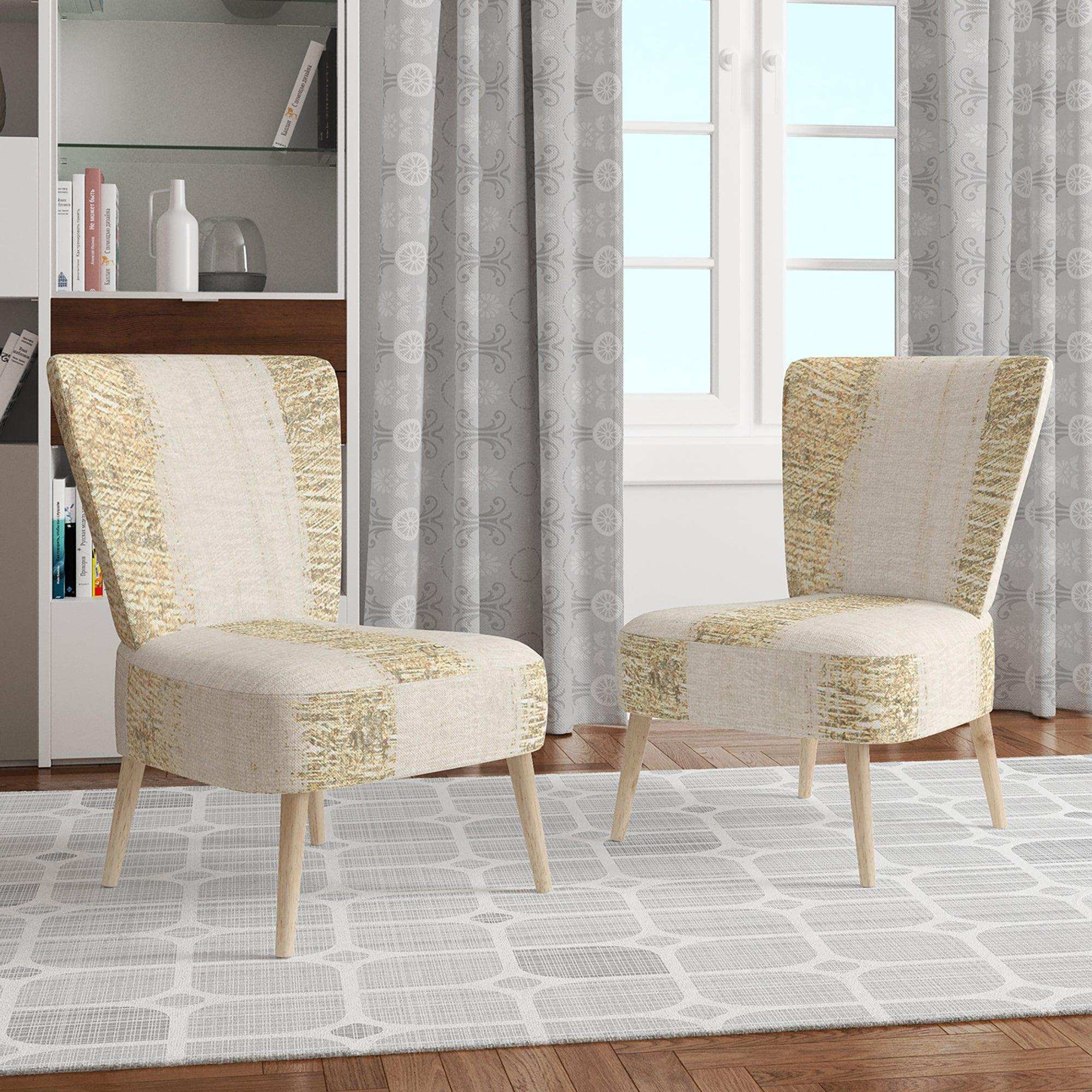 Gold Glam Stipes Pattern Modern Glam Accent Chair