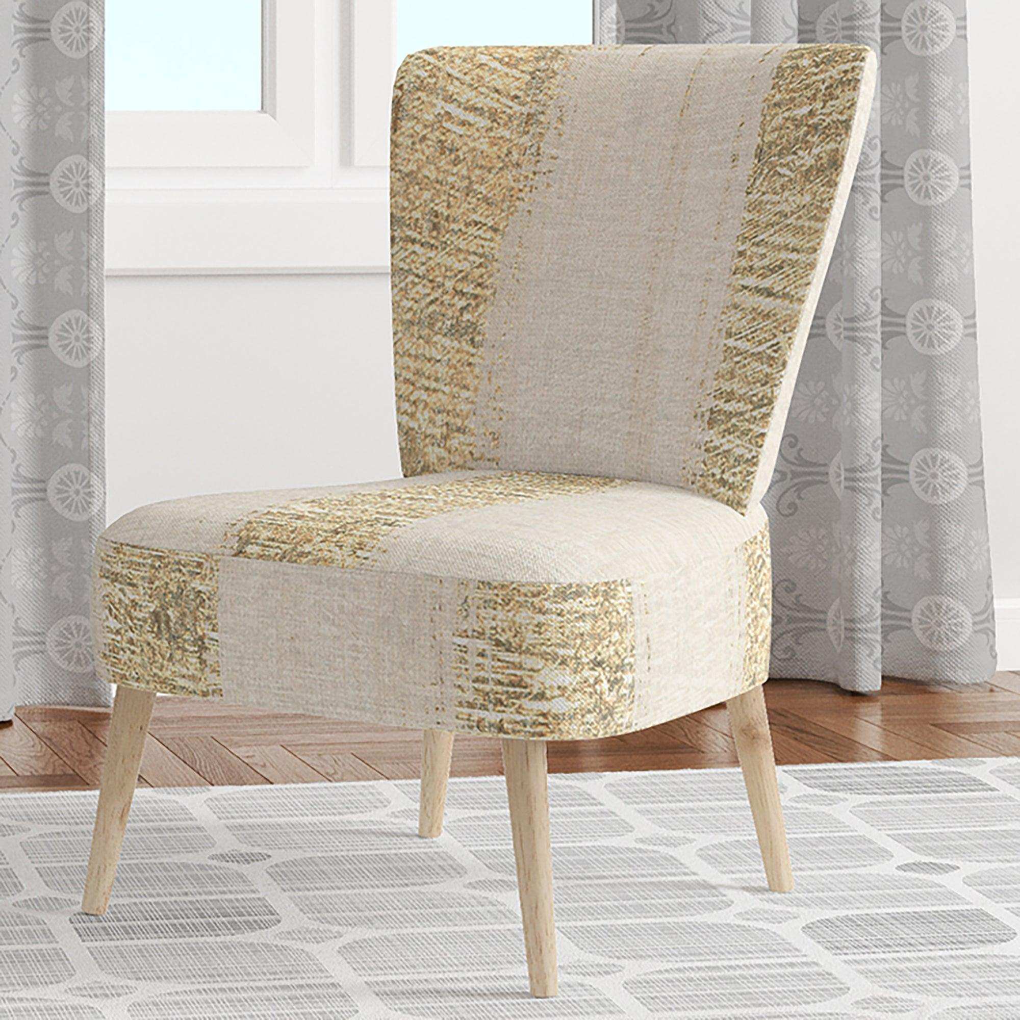 Gold Glam Stipes Pattern Modern Glam Accent Chair
