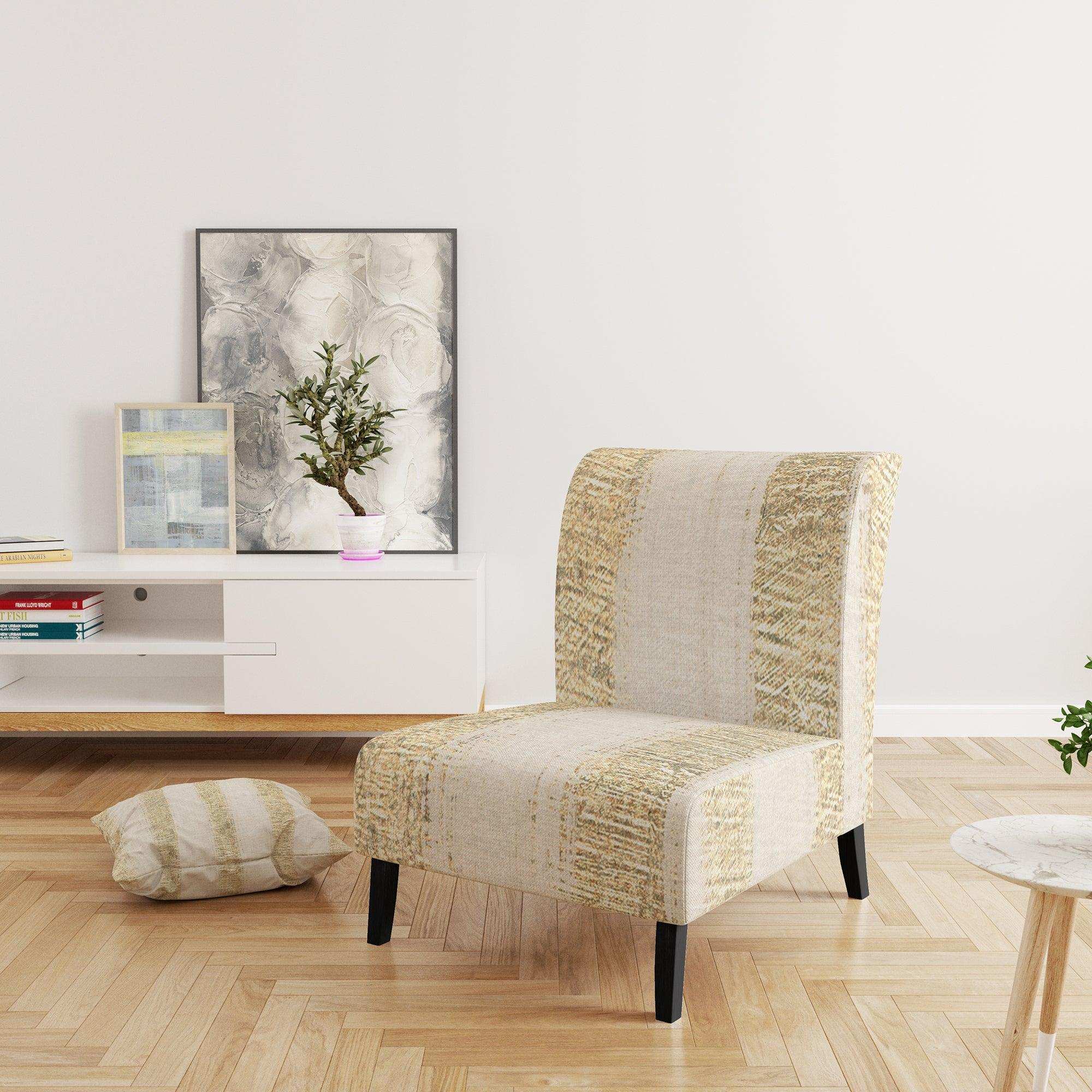 Gold Glam Stipes Pattern Modern Glam Accent Chair