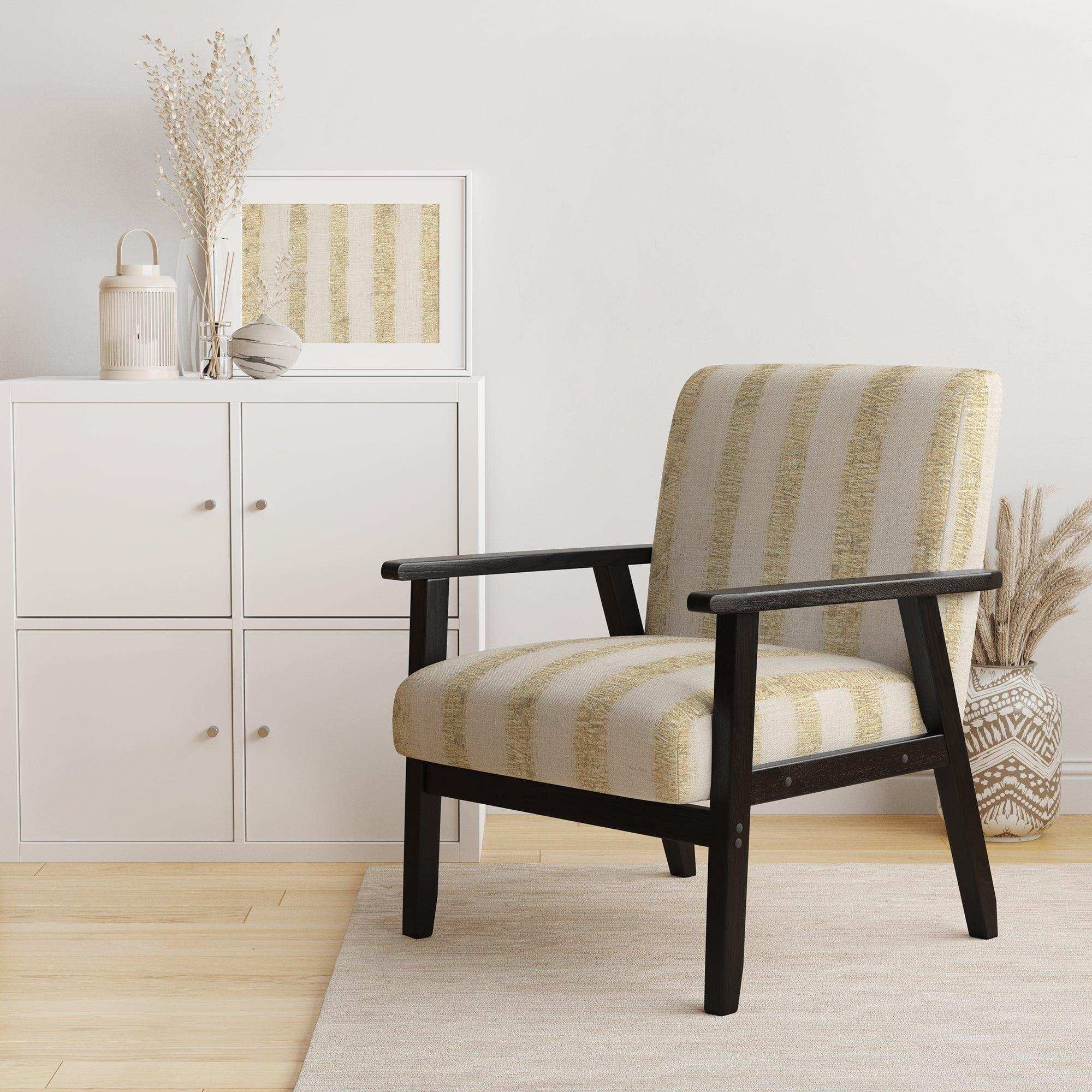 Gold Glam Stipes Pattern Modern Glam Accent Chair
