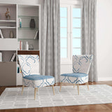 Navy Blue Scallop Shell Nautical & Coastal Accent Chair