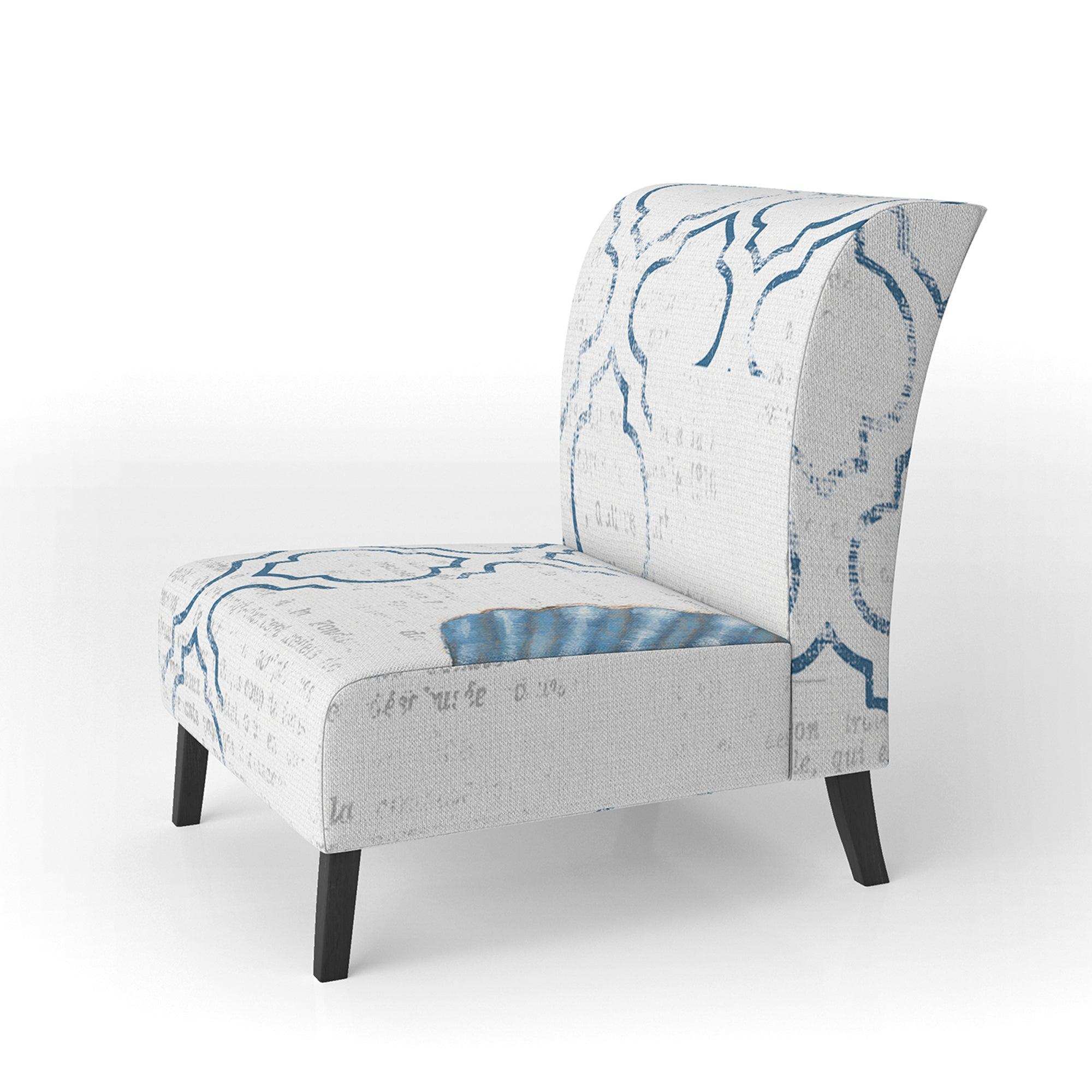 Navy Blue Scallop Shell Nautical & Coastal Accent Chair