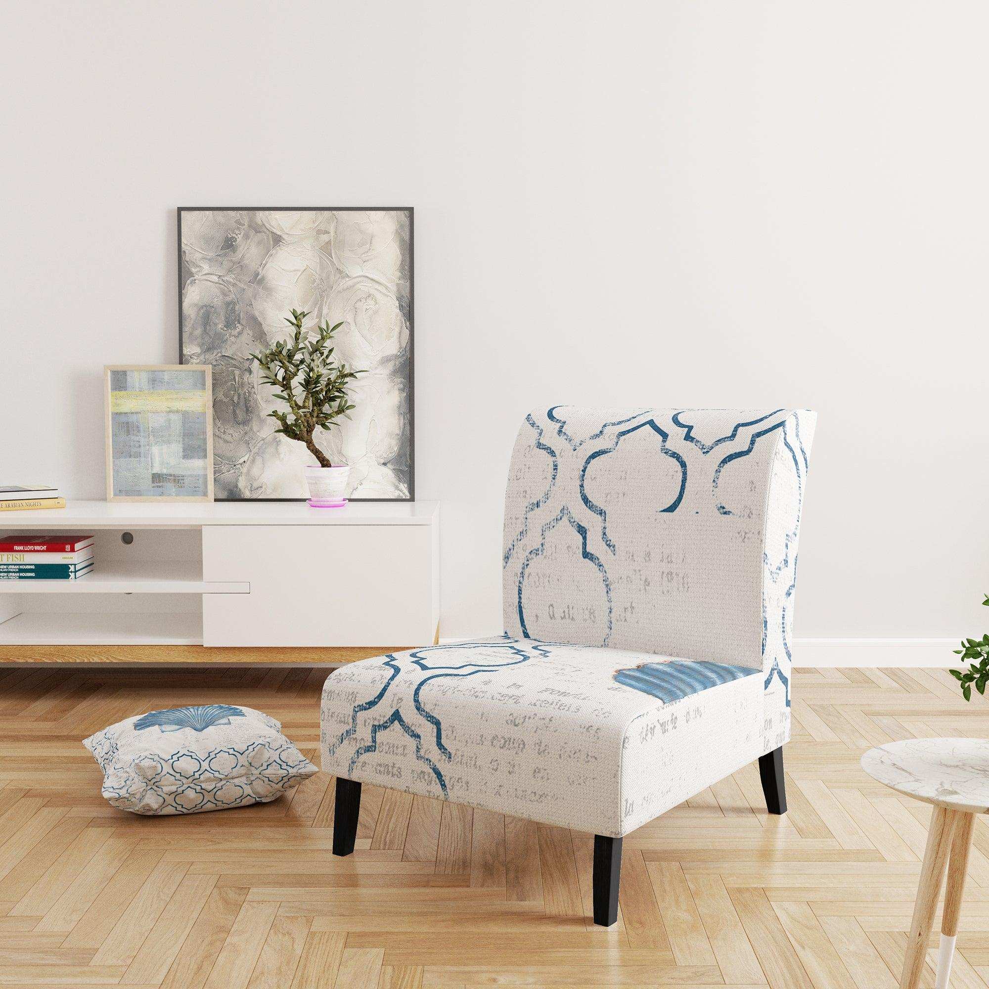 Navy Blue Scallop Shell Nautical & Coastal Accent Chair