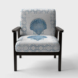 Navy Blue Scallop Shell Nautical & Coastal Accent Chair