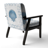 Navy Blue Scallop Shell Nautical & Coastal Accent Chair