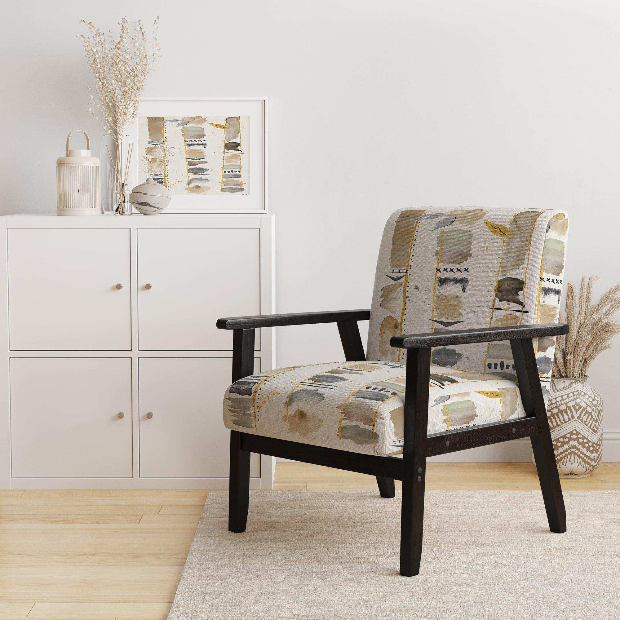 Abstract Gold Birch Trees I Modern Accent Chair