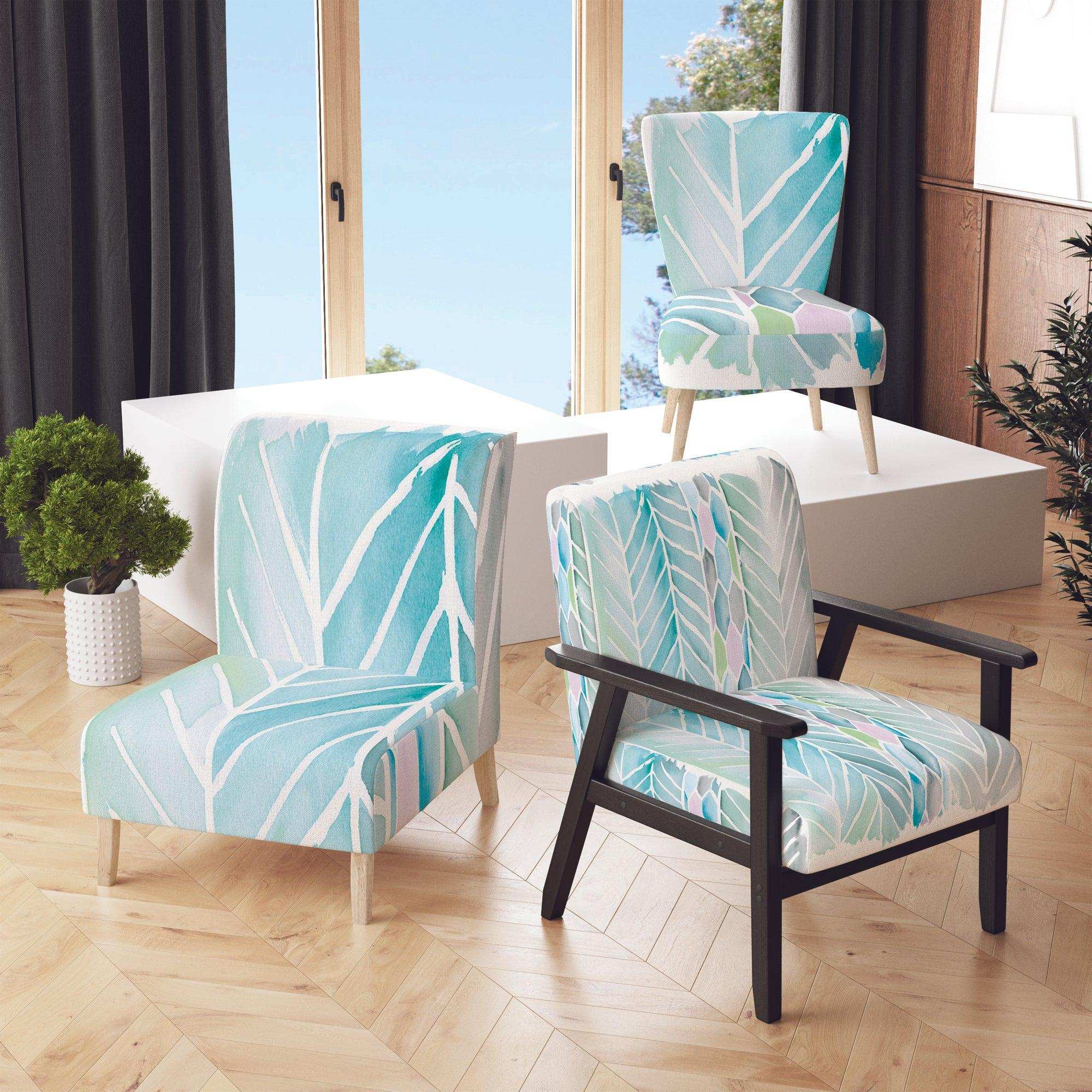 Watercolor Geometric Swatch Element IV Mid-Century Accent Chair