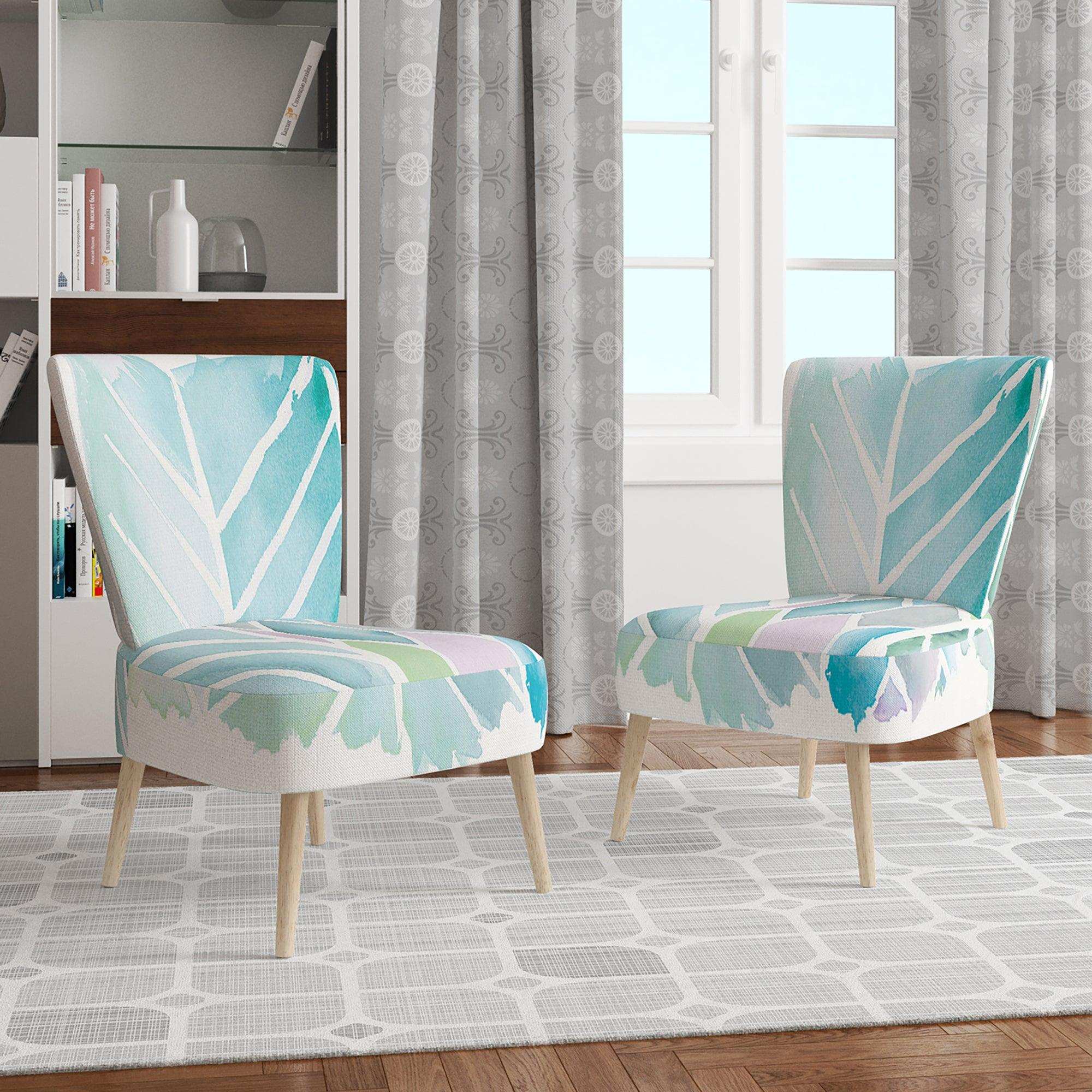 Watercolor Geometric Swatch Element IV Mid-Century Accent Chair