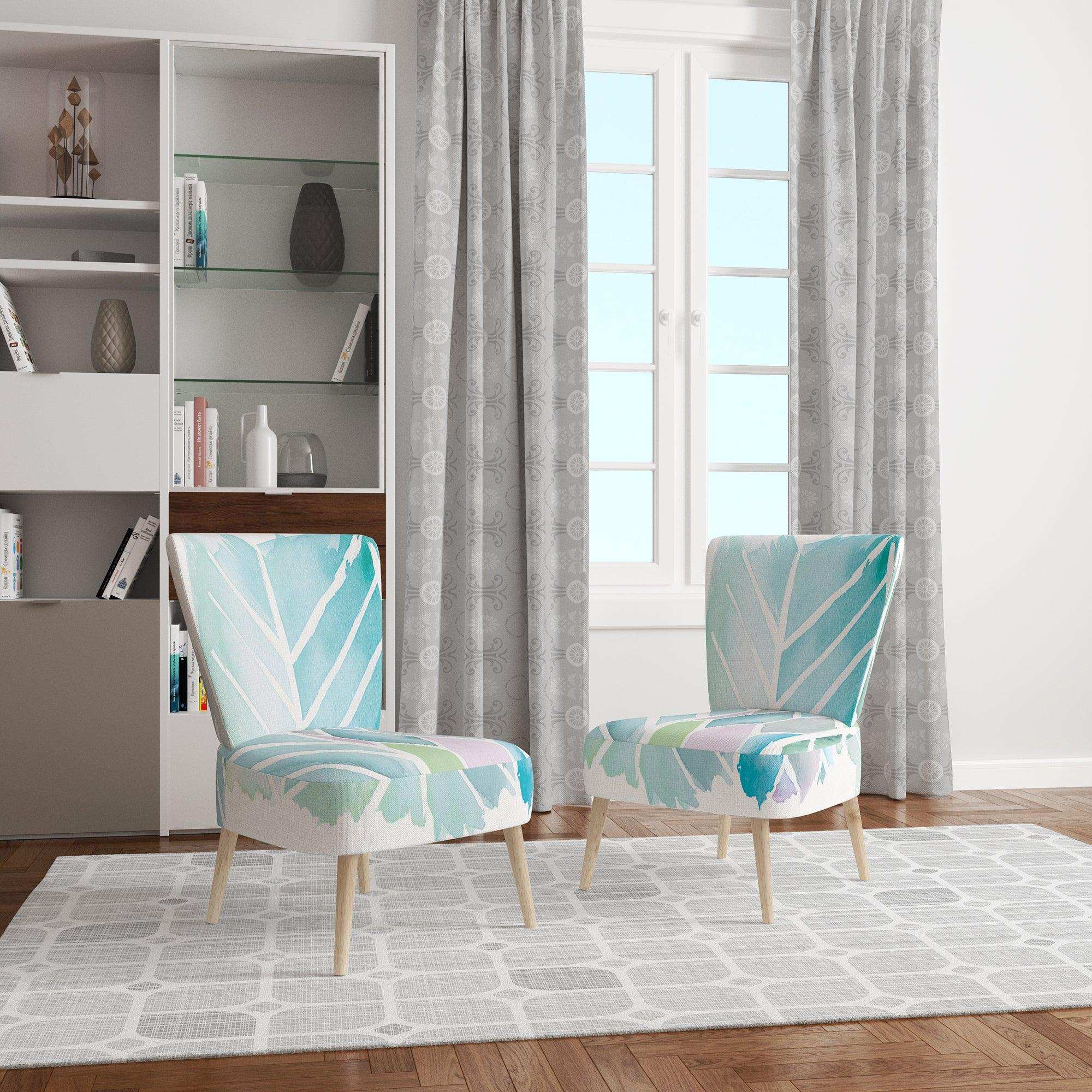 Watercolor Geometric Swatch Element IV Mid-Century Accent Chair