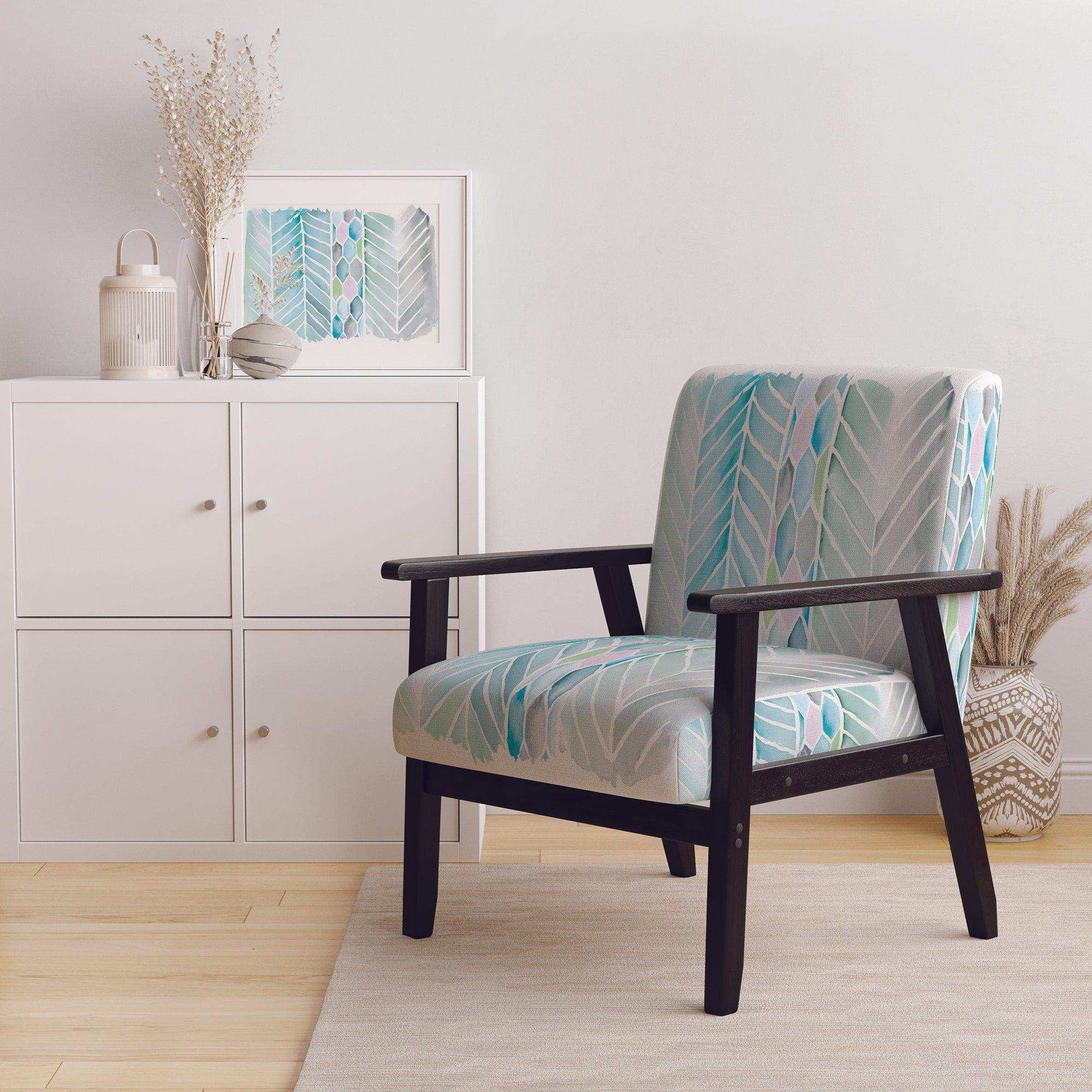 Watercolor Geometric Swatch Element IV Mid-Century Accent Chair
