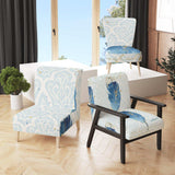 Blue Damask Feather Farmhouse Accent Chair